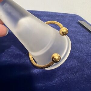 Q Ray Gold Plated Twisted Ionized Wellness Health Cuff Bracelet EUC